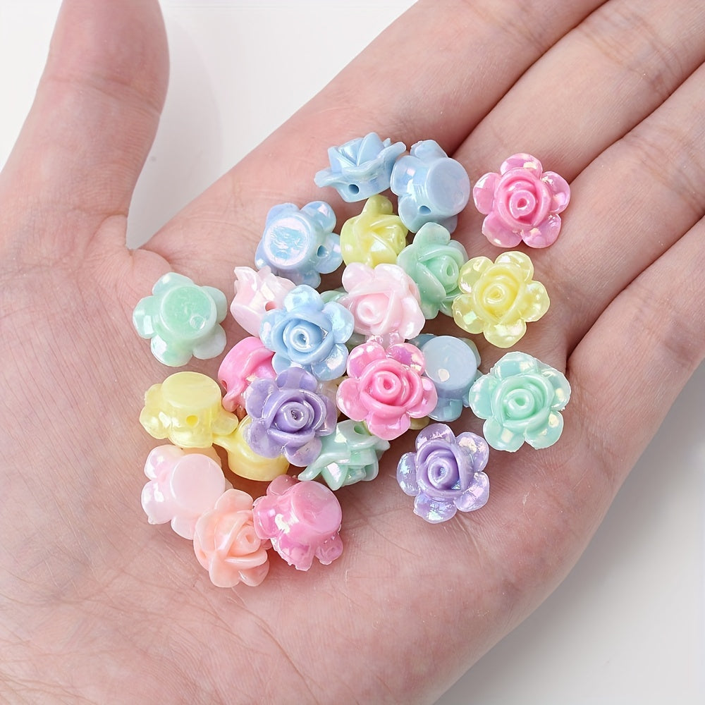 Mixed Color AB Shiny Flower Acrylic Beads