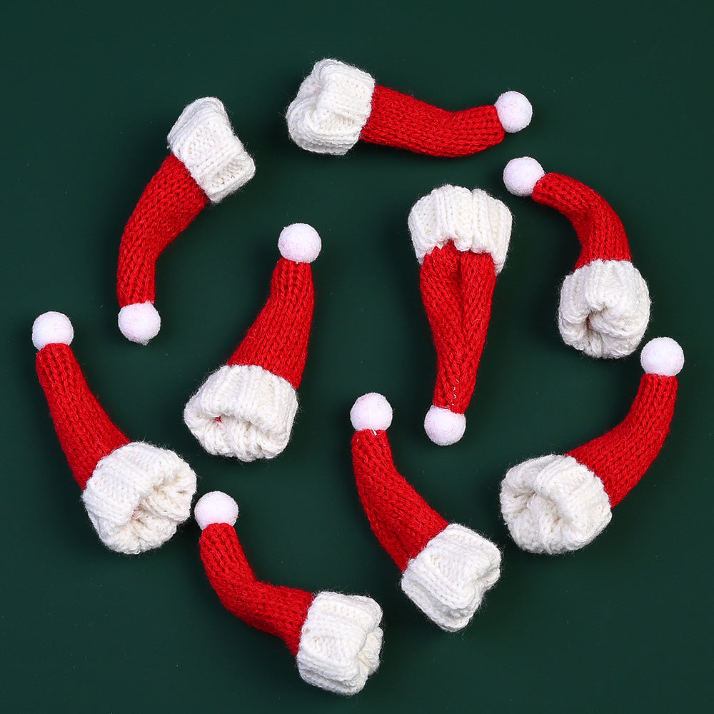 10PCS Mini Christmas Hat & Scarf Bottle Decoration Set