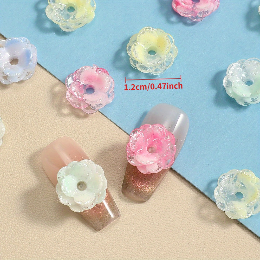 Gradient Glitter Flower Acrylic Beads