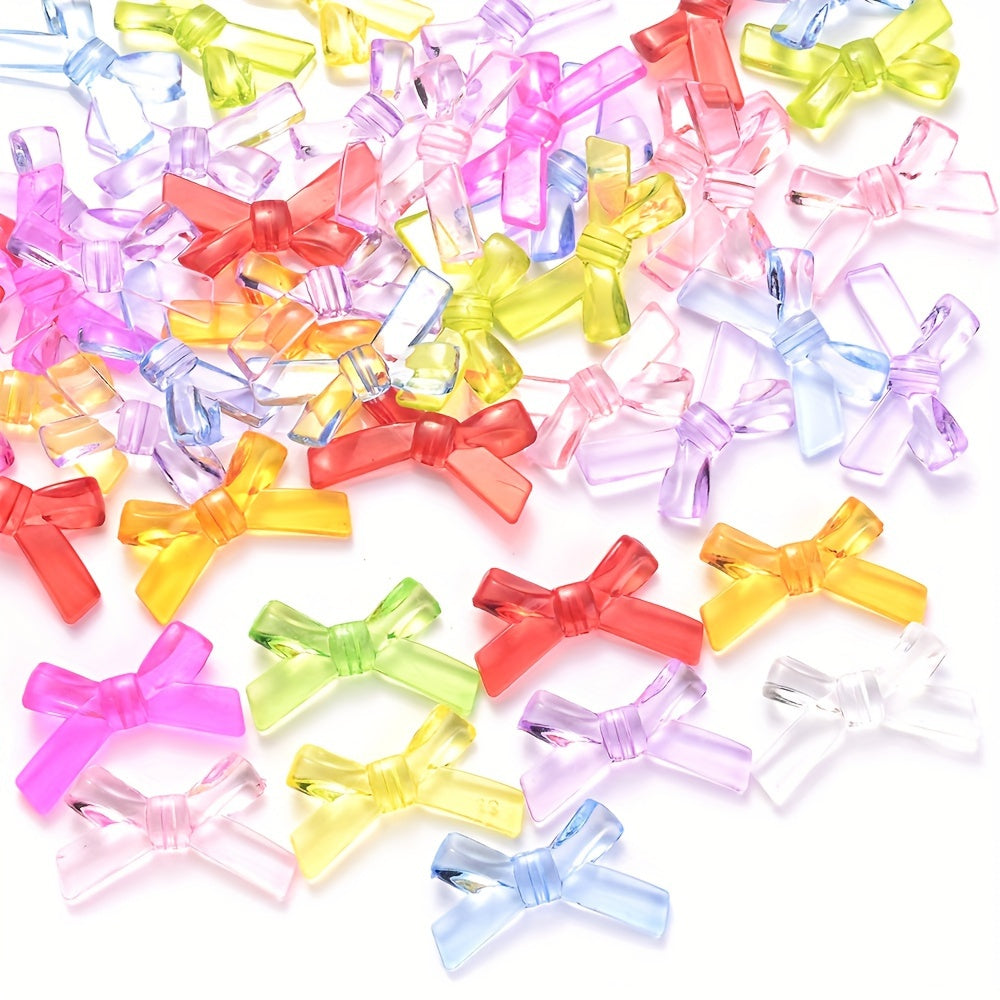 20/50PCS 2×3.4cm Transparent Bow Acrylic Embellishment Beads