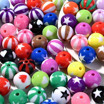 Striped Round Acrylic Beads
