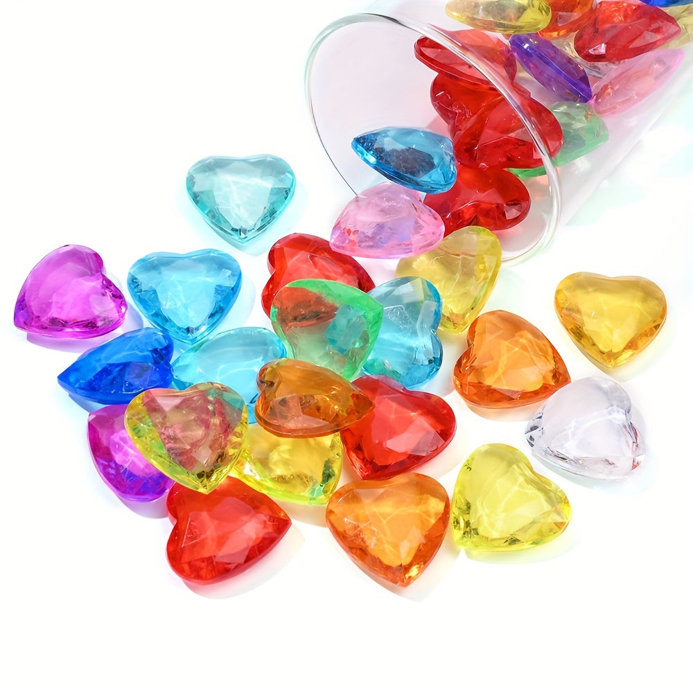 Faceted Heart Acrylic Beads