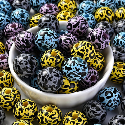 Leopard Print Wooden Beads