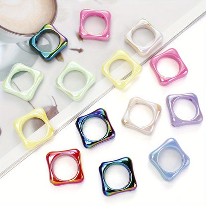 10PCS 28×30mm Square Frame Acrylic Bead Set
