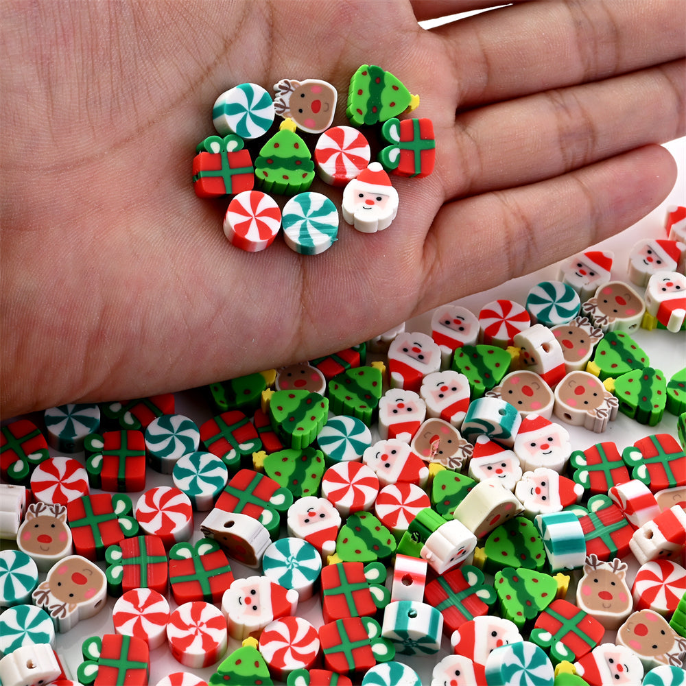 Festive Christmas Polymer Clay Beads