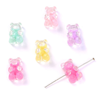 12x18 mm Mixed Color Acrylic Bear Beads