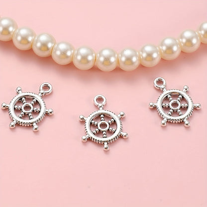 20PCS 15×20mm Silver-Tone Rudder Alloy Pendants