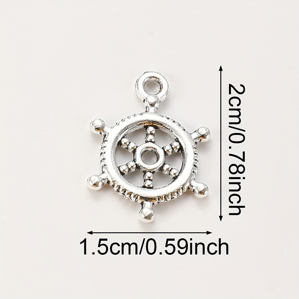 20PCS 15×20mm Silver-Tone Rudder Alloy Pendants