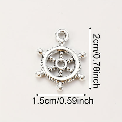 20PCS 15×20mm Silver-Tone Rudder Alloy Pendants