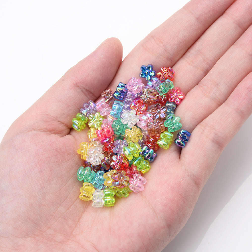 100PCS 4×7mm Tiny AB Crystal Flower Bead Set