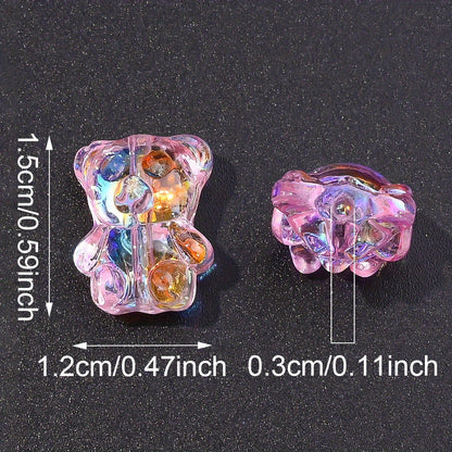20PCS 15×12mm Transparent AB Bear Glass Spacer Beads