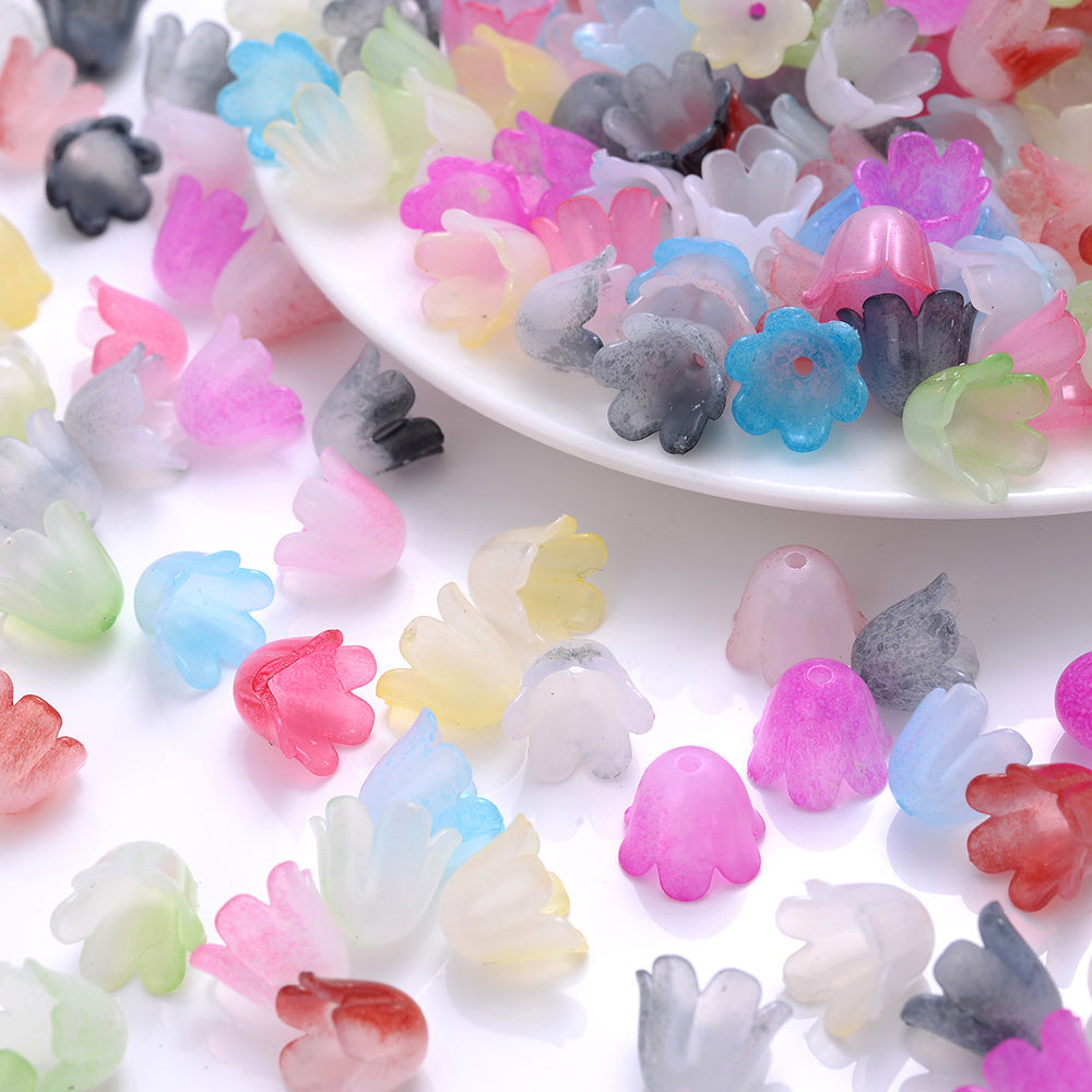 100pcs Colorful Trumpet Flower Beads