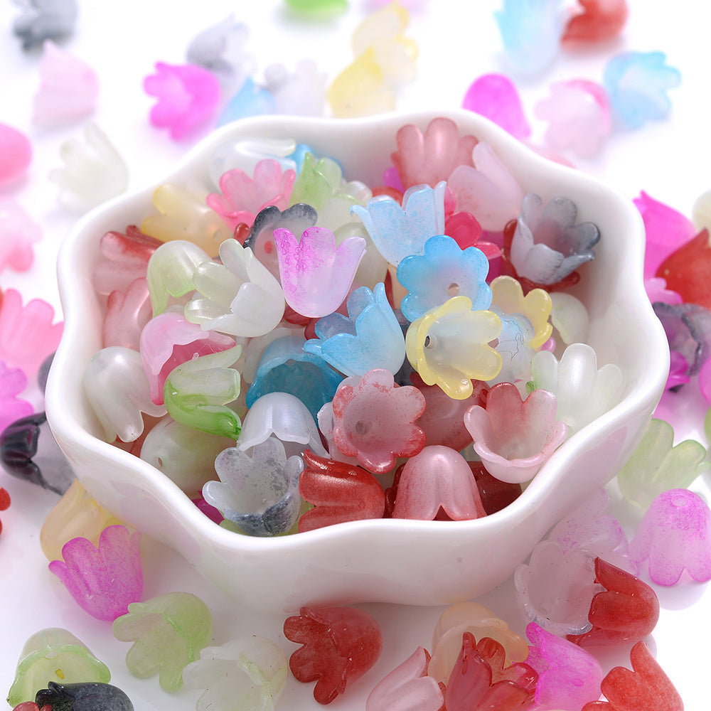 100pcs Colorful Trumpet Flower Beads