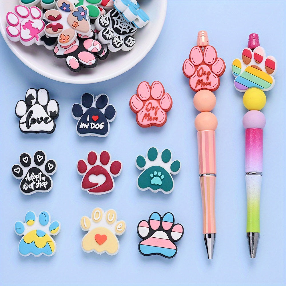 Dog Paw Silicone Focal Beads