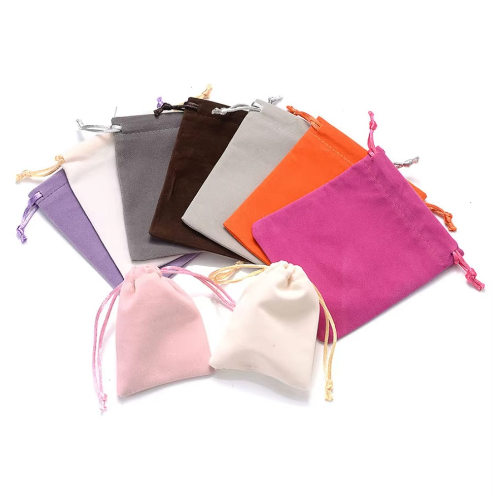60-Piece Random Color 7x9 cm Velvet Drawstring Pouches