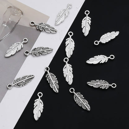 Silver Feather Alloy Pendants