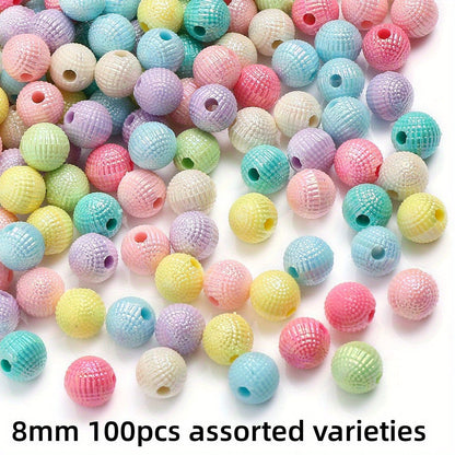 50-100pcs 8/10mm Acrylic Spacer Beads Loose Macarone Jewelry Beads