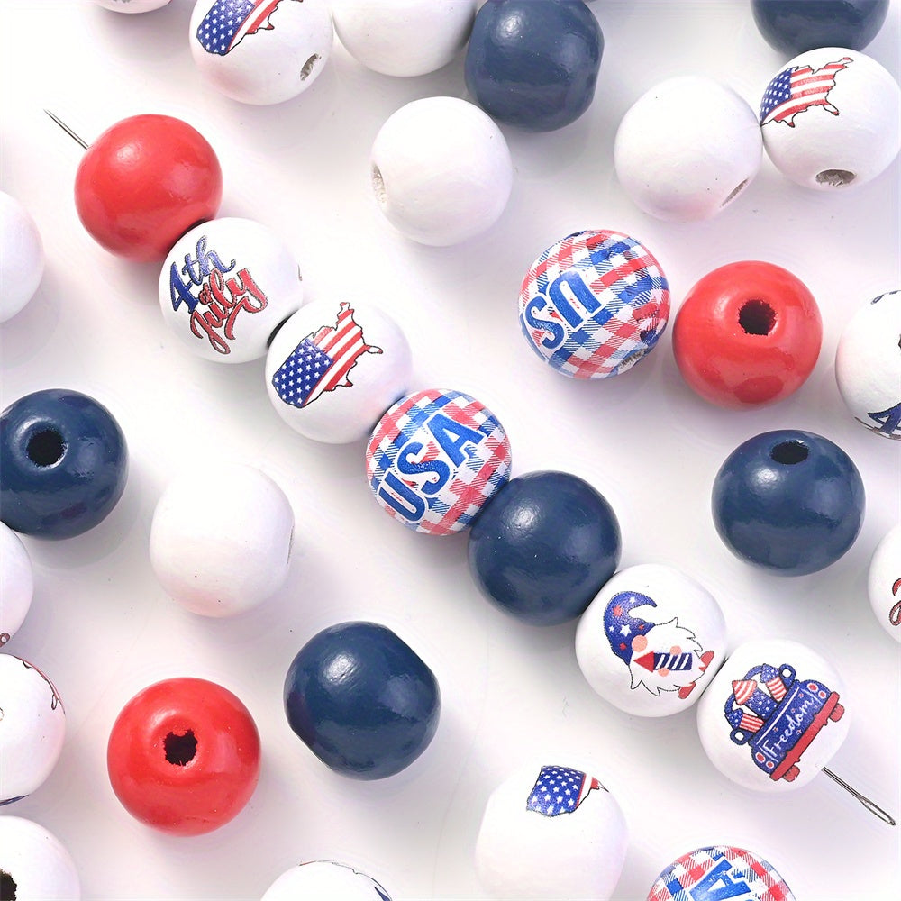 10PCS 16mm Animal Print Round Wooden Bead Set