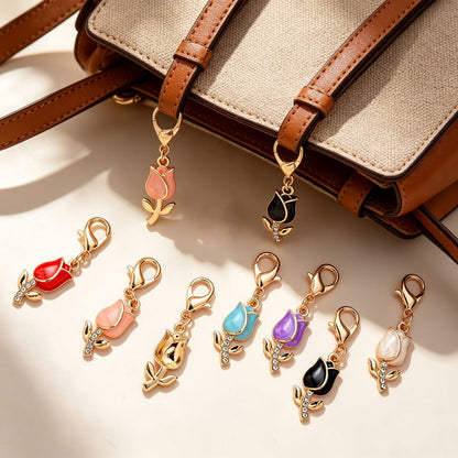 12PCS Sparkling Tulip Mini Keychain Set
