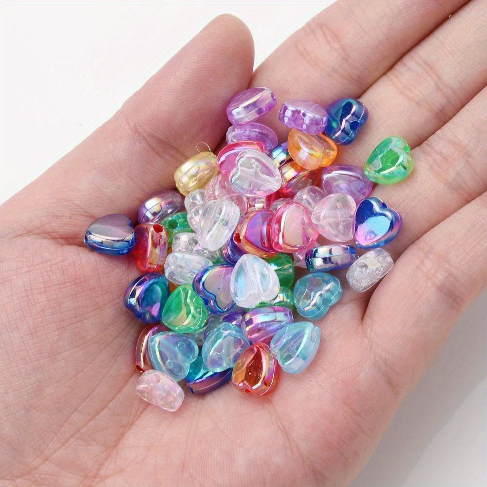 AB Color Transparent Heart Acrylic Spacer Beads