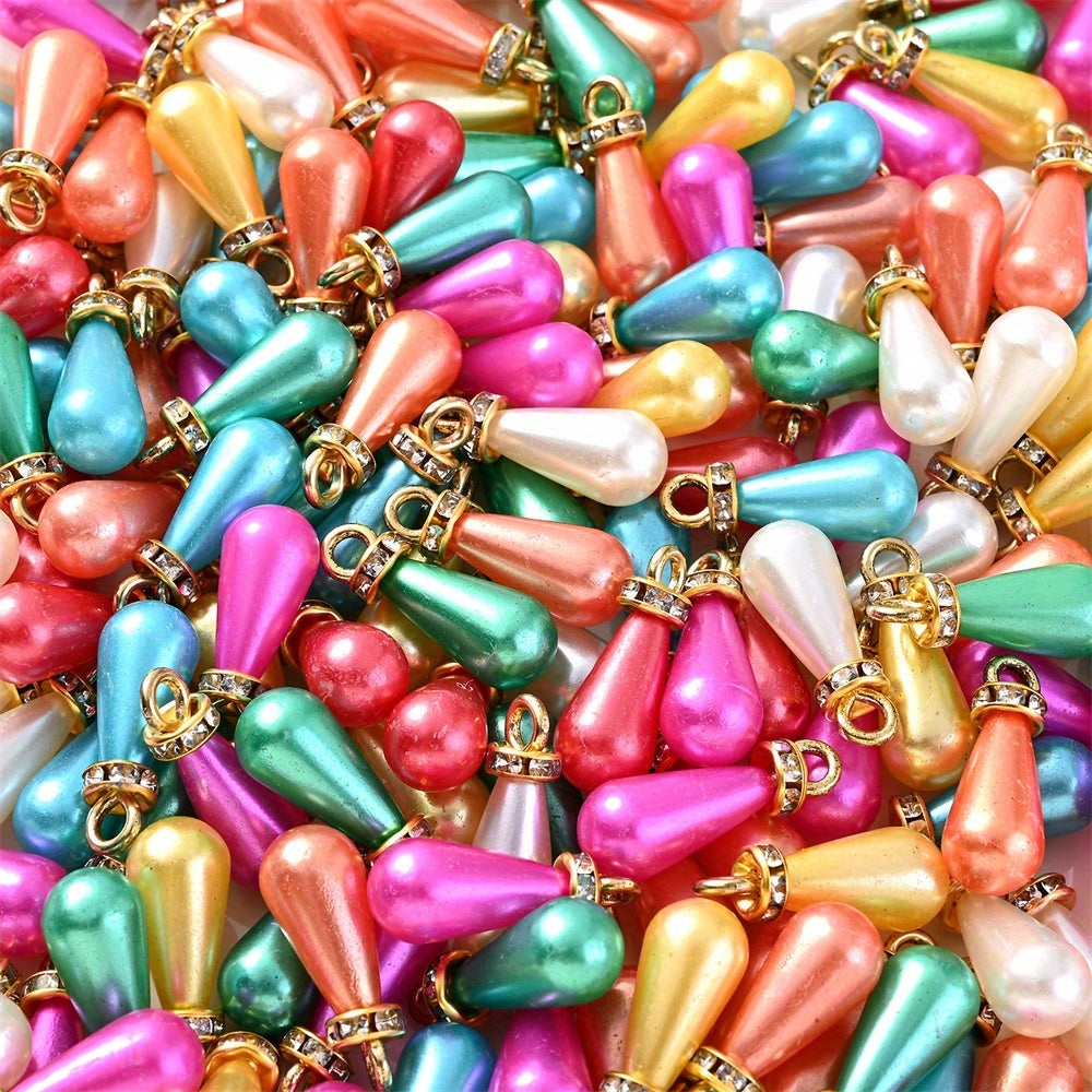 Multicolor Acrylic Imitation Pearl Waterdrop Charms