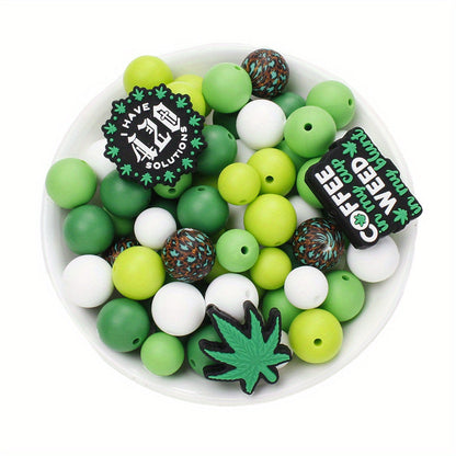 Green Plant Silicone Beads Set