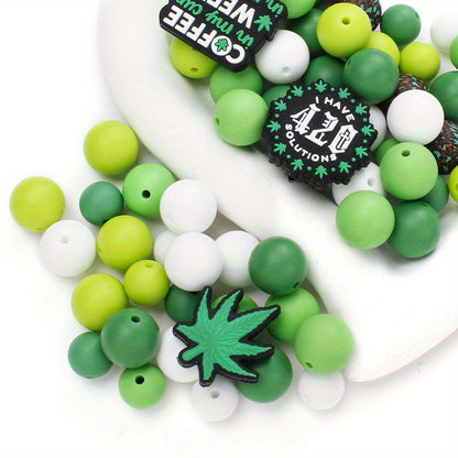 Green Plant Silicone Beads Set