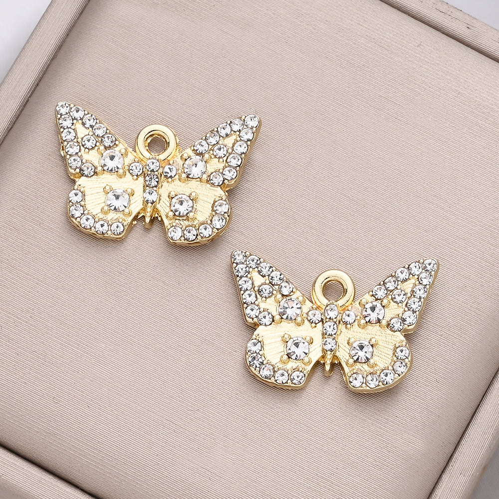 Sparkling Rhinestone Butterfly Pendant Charms