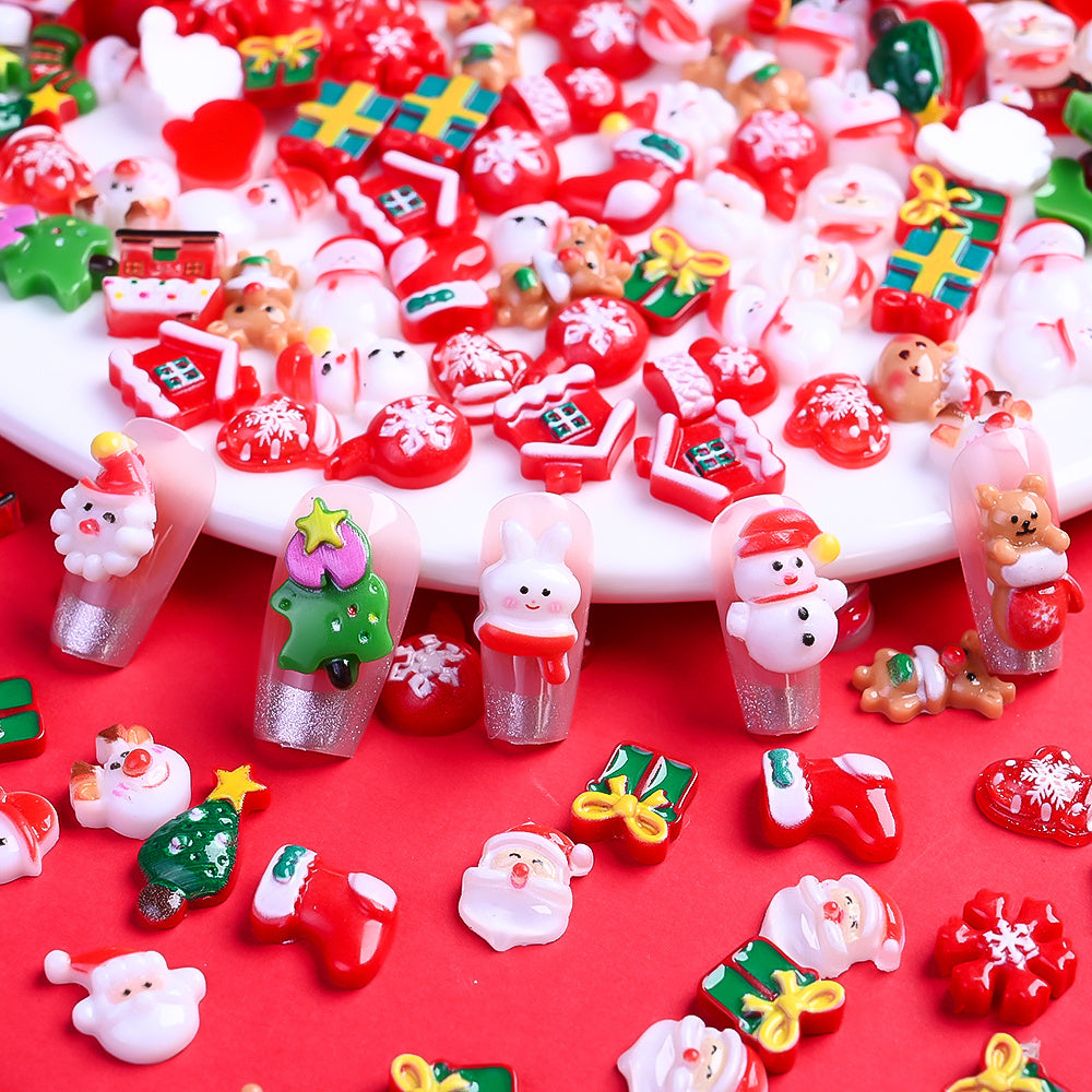 17g 7–15mm Christmas Resin Flatback Embellishment Set