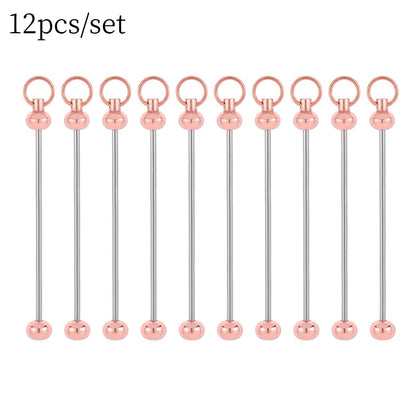Metal Blank Bar Beadable Keychain Set