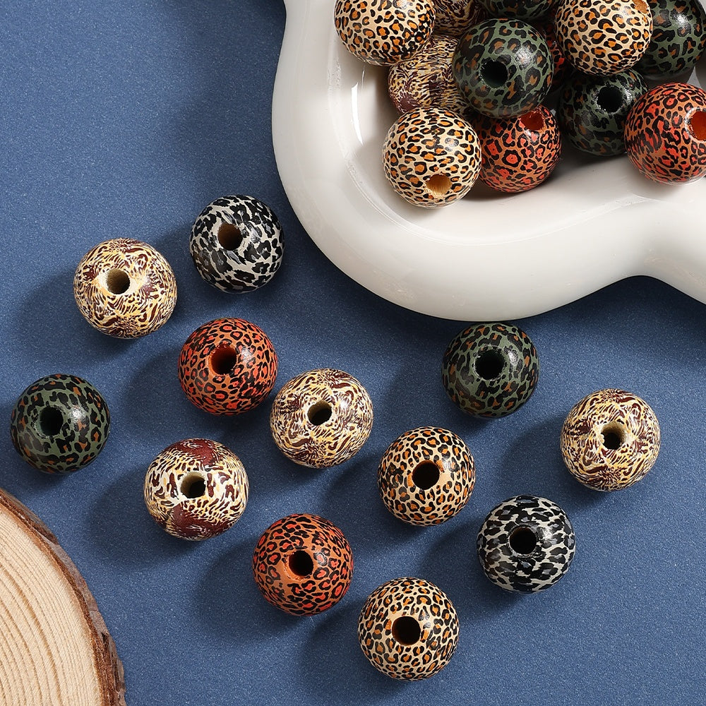 Patterned Wooden Large Hole Spacer Beads