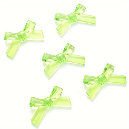 20/50PCS 2×3.4cm Transparent Bow Acrylic Embellishment Beads