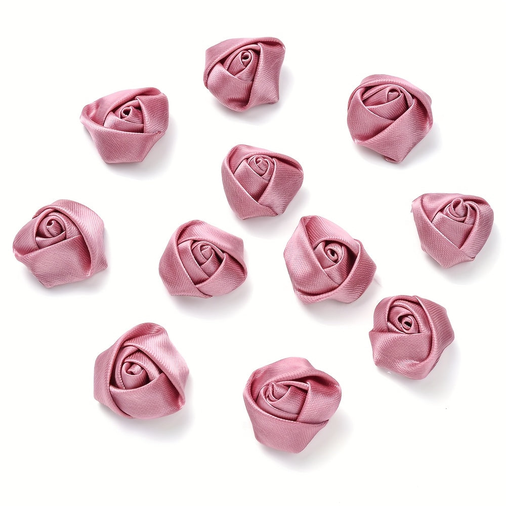 10PCS Multicolor Fabric Rose Bud Flower Embellishment Set