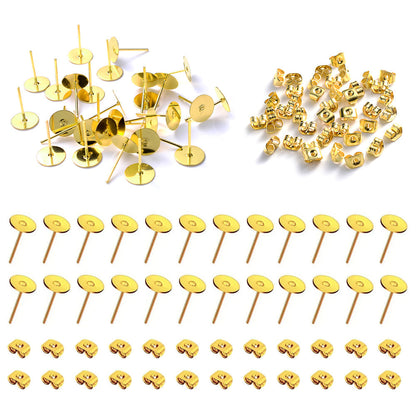48-Piece Gold & Silver Earring Stud & Back Set
