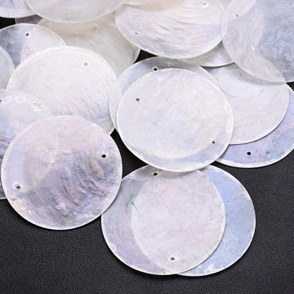 5 cm Large Round Natural Seashell Double-Hole Pendants