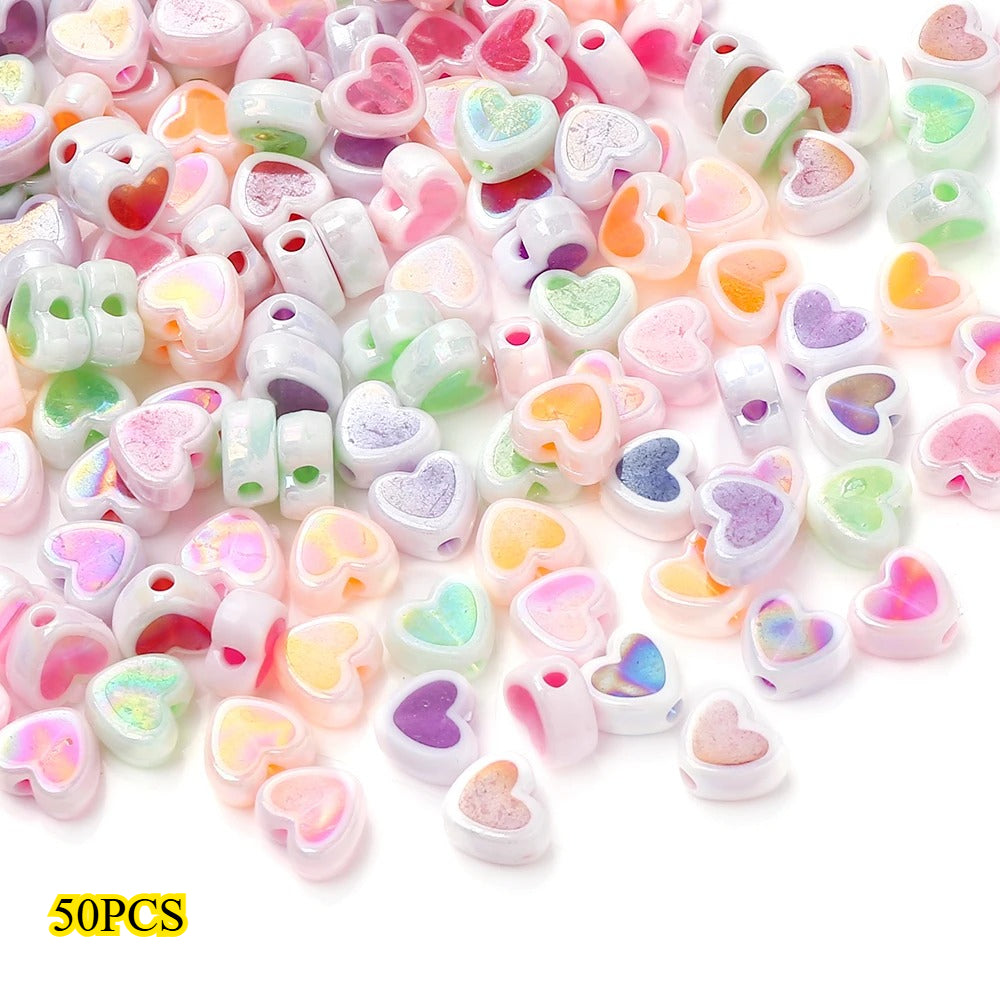 Shiny Heart Acrylic Spacer Beads