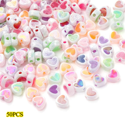 Shiny Heart Acrylic Spacer Beads