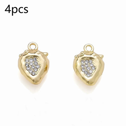Strawberry Rhinestone Metal Pendant Charms