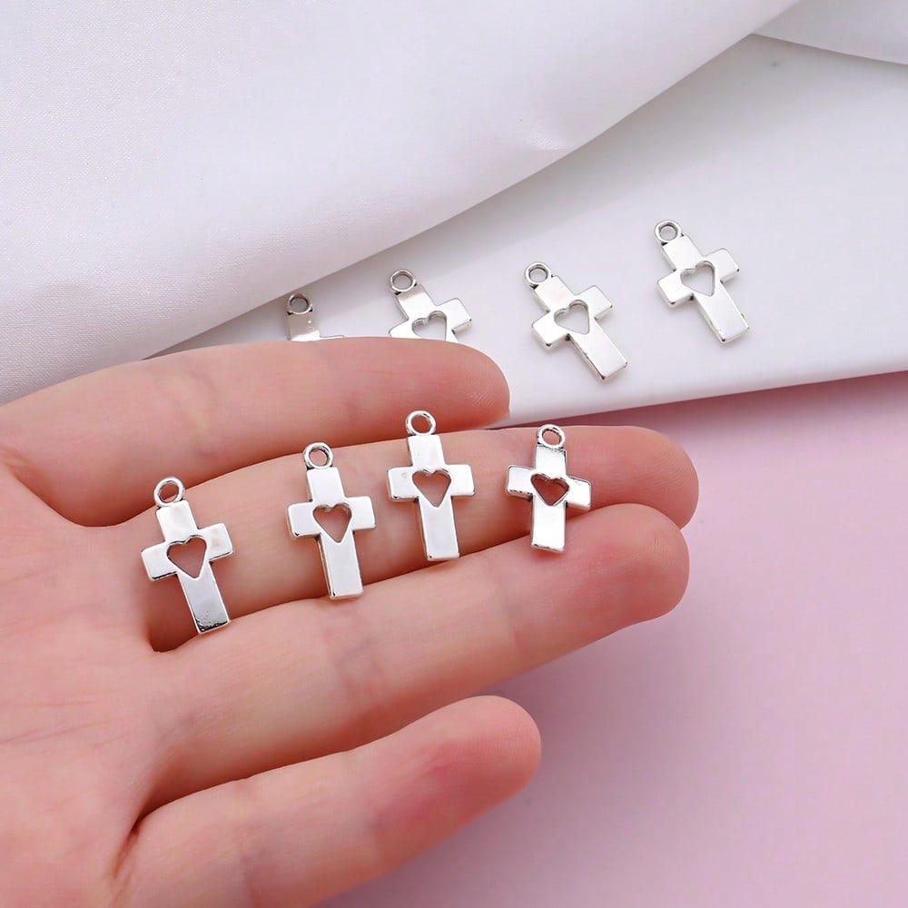 Heart Hollow Cross Pendant Charms