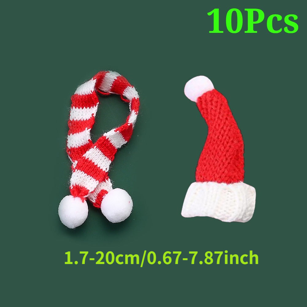 10PCS Mini Christmas Hat & Scarf Bottle Decoration Set