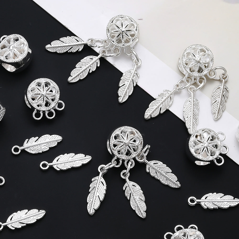 20/40/60PCS Boho Silver-Tone Dreamcatcher Charms & Spacer Beads