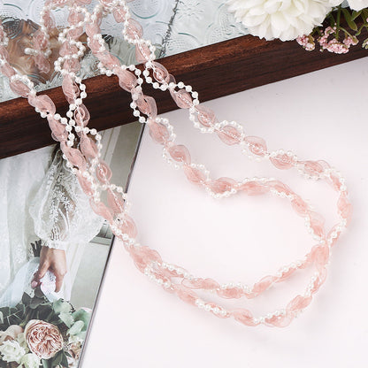 1 m Apricot Flower Pearl Embroidered Lace Trim