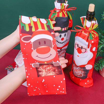 1/3PCS 13×32cm Christmas Character Wine Bottle Bag Set