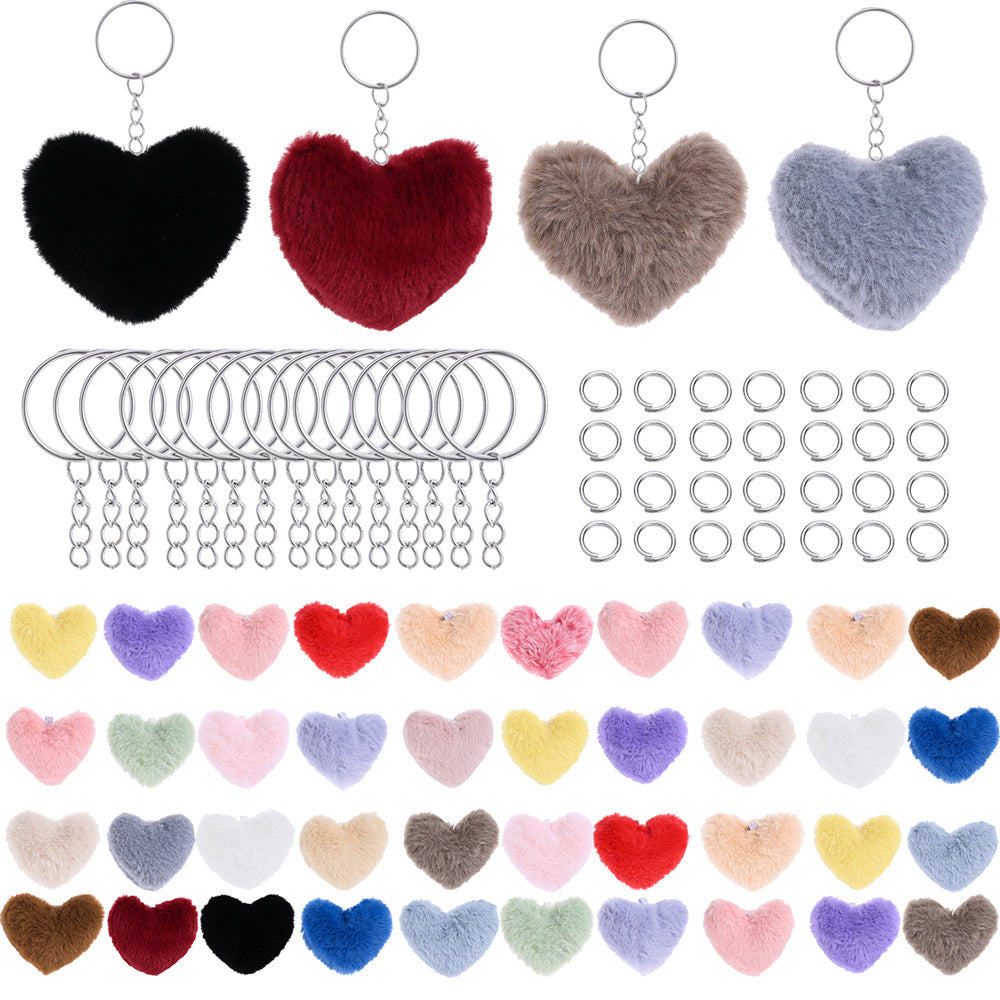 Pink Plush Peach Heart Keychain DIY Kit