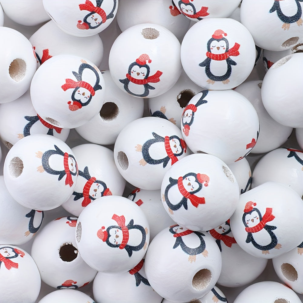 Christmas Wooden Pattern Beads