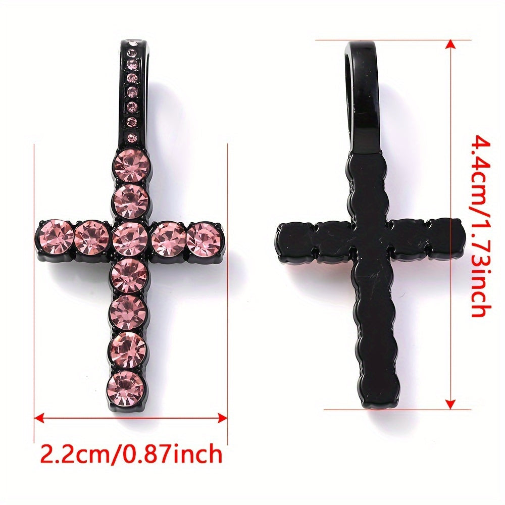 2/6PCS Antique Multicolor Rhinestone Cross Pendant Set