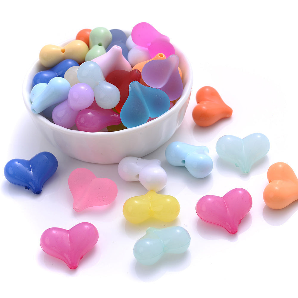 20PCS 17×21mm Multicolor Acrylic Heart Spacer Beads