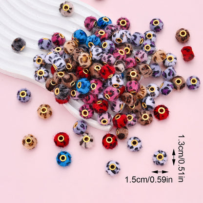 Leopard Print Plush Ball Beads