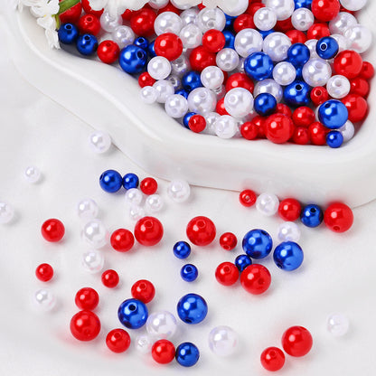 100/200/500-Piece Patriotic Red, White & Blue Faux Pearl Beads