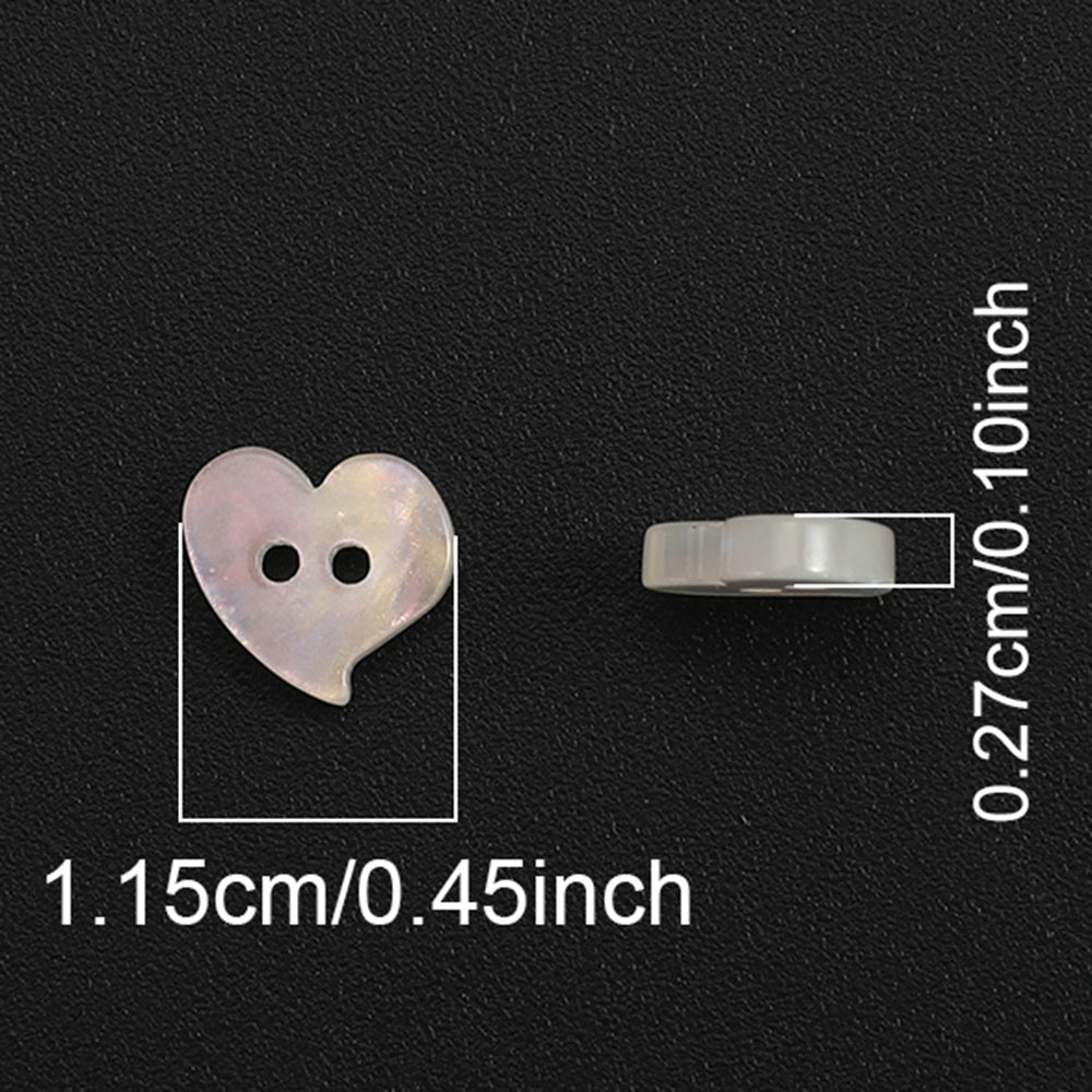 20PCS White Heart Resin Double-Hole Buttons